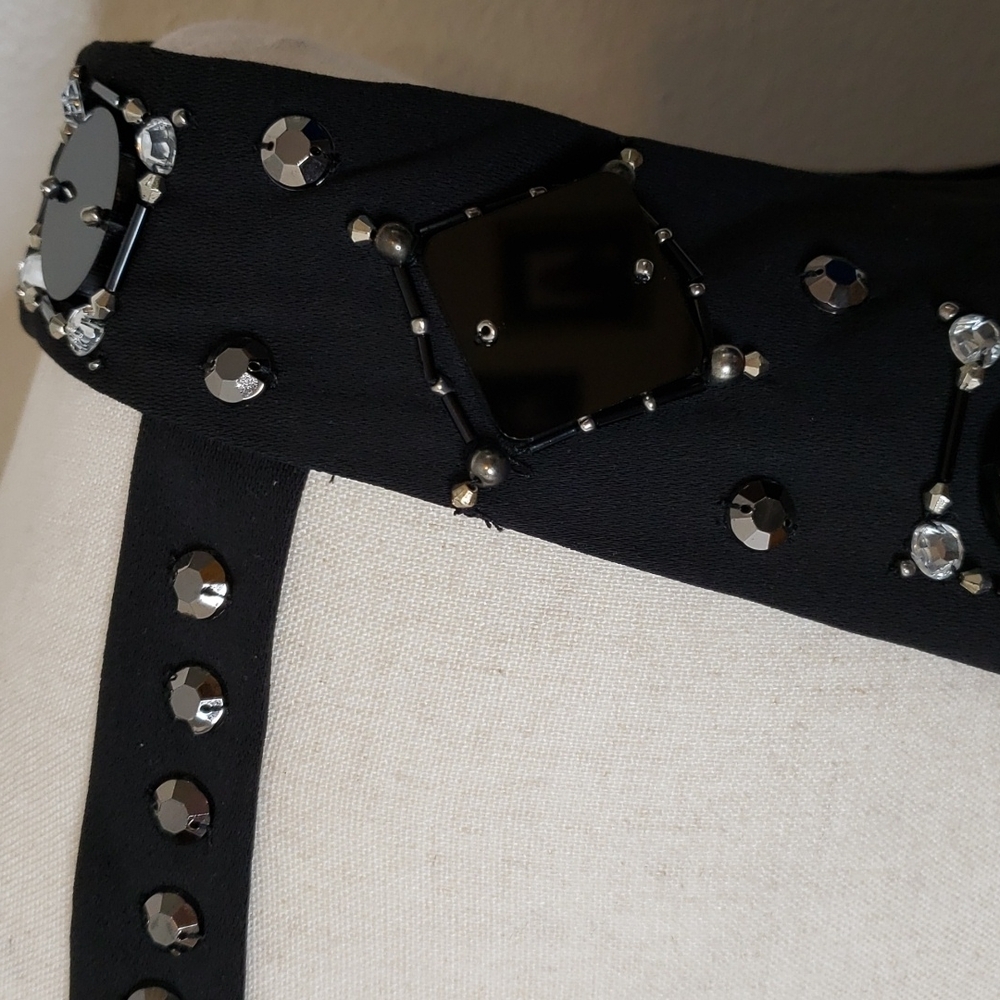 Ann Taylor Signature Black Beaded Low Plunge Dress Luxury Celeb Style Mobwife - Picture 11 of 14